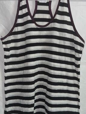 Champion Black & White Striped Racerback Tank with Maroon Trim